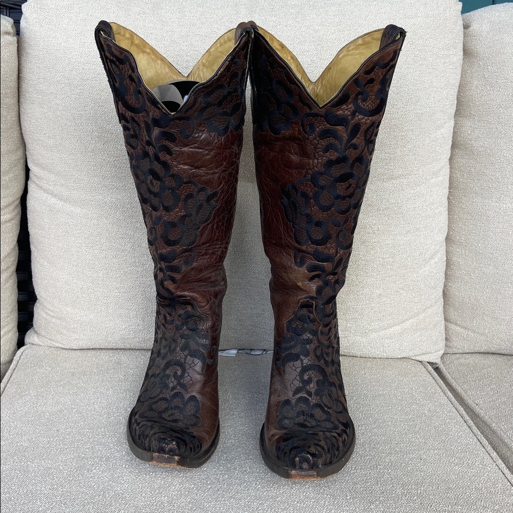 Corral‎ Lace Embroidered Cowboy Boots. Size 10 - Picture 3 of 11